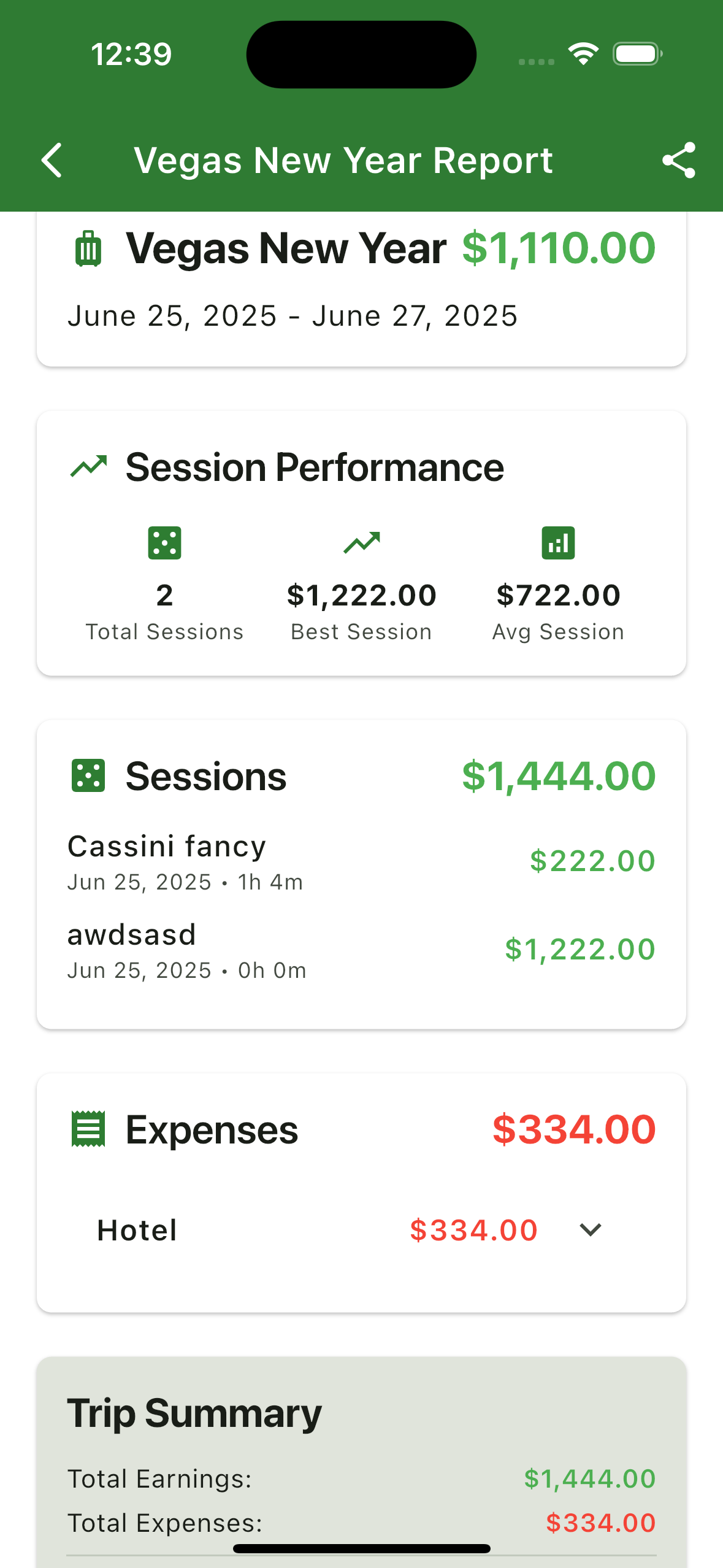 Blackjack Logger Session Tracking Interface